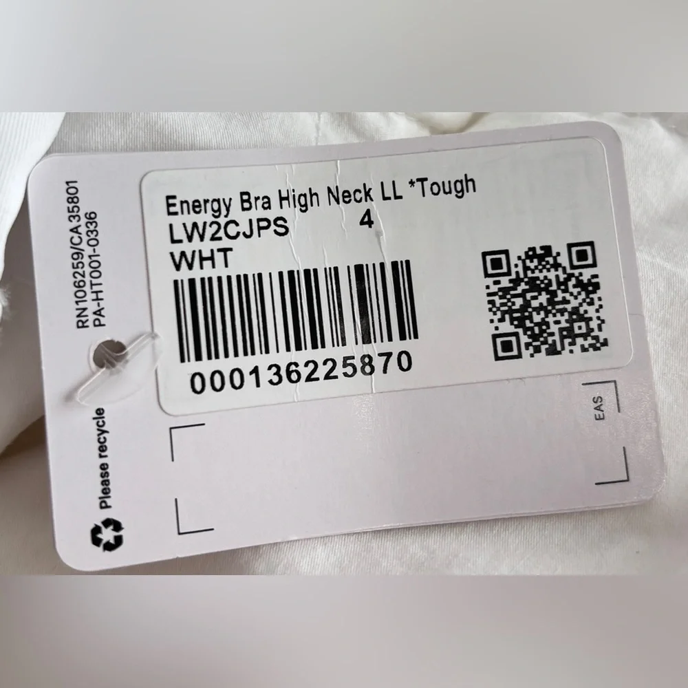 NWT • Lululemon • High-Neck Longline Bra Medium Support • B-D Cups• Size 4 White - Picture 5 of 5